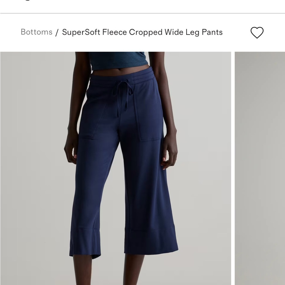 Quince SuperSoft Fleece Cropped Pants in Navy - Picture 2 of 5